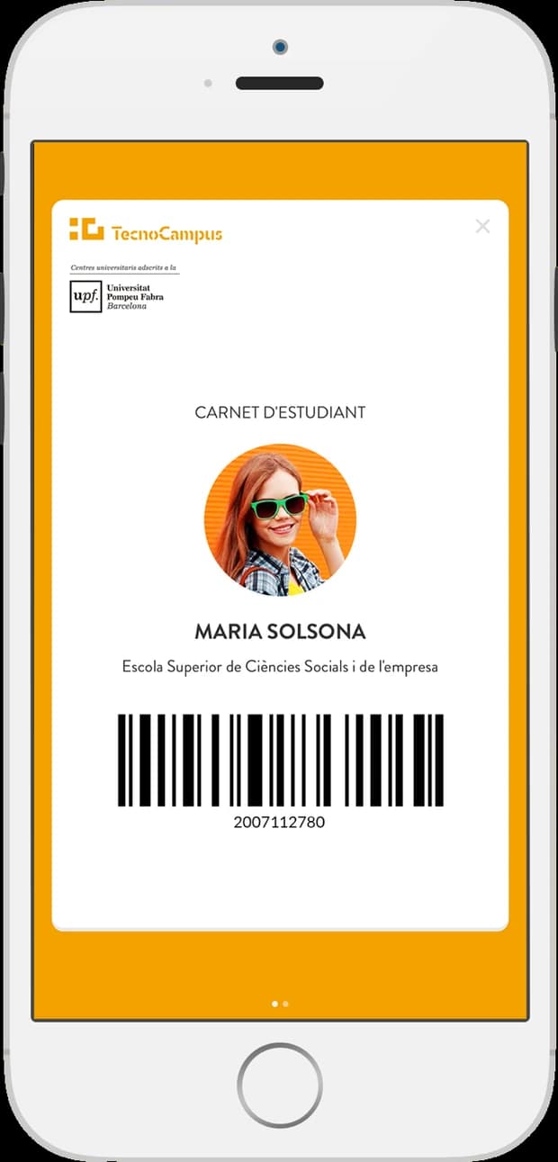 App TecnoCampus: carnet d'estudiant amb codi de barres